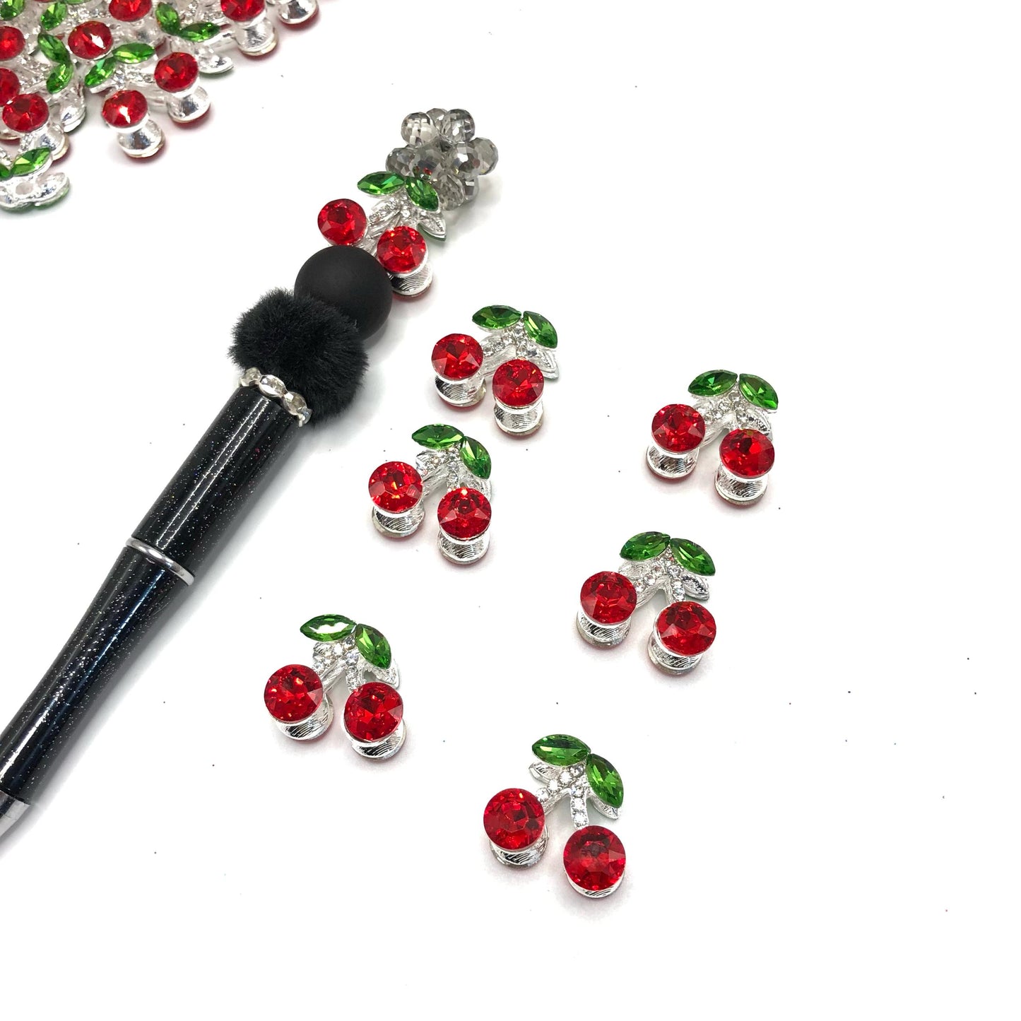 fancy fruit bead fancy cherry rhinestone alloy bead metallic metal bead colored