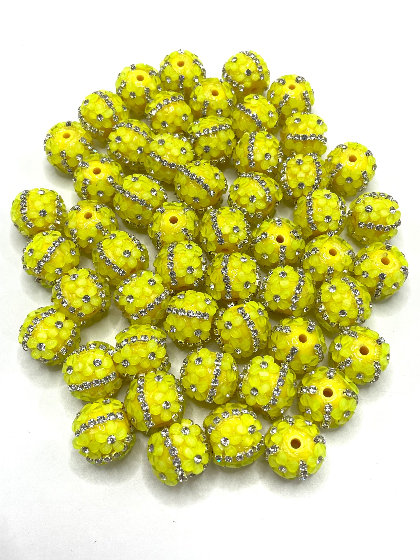Neon Beaded beads Chain 3D flowers Bright colors Golden chain and silver chain Random Mix 16mm