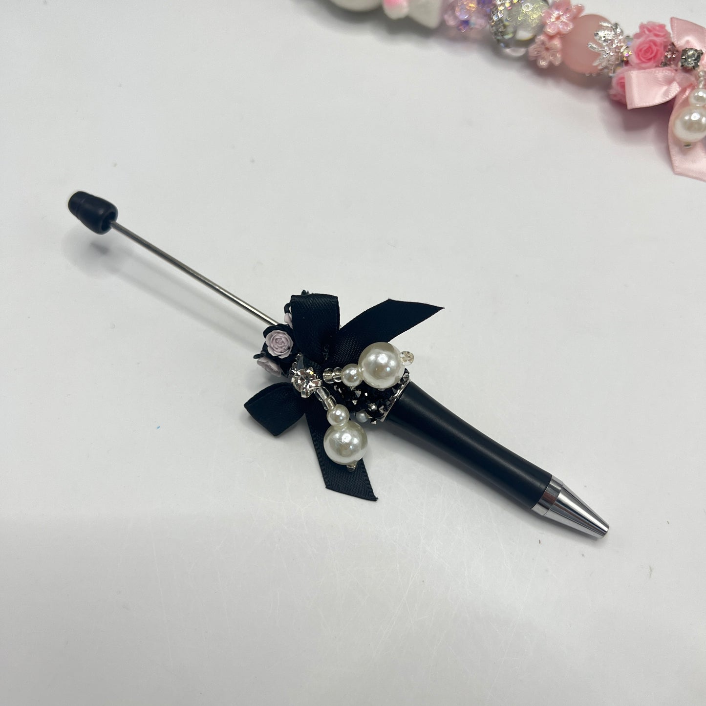 Beadable pen bow pen bow with pearl pen