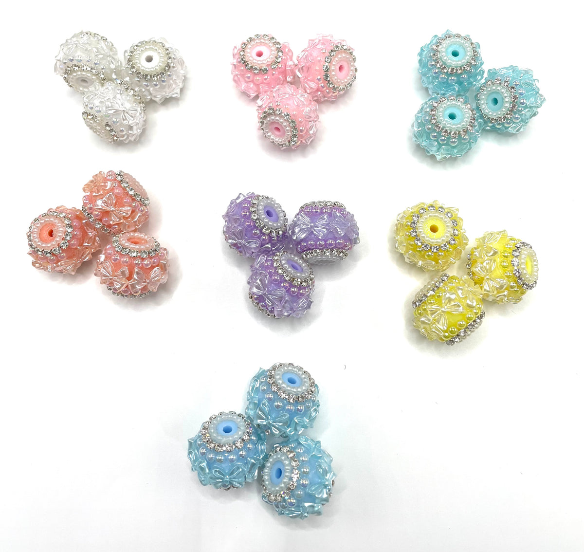 Beaded beadable pearly bow shiny bow fancy beads random mixed