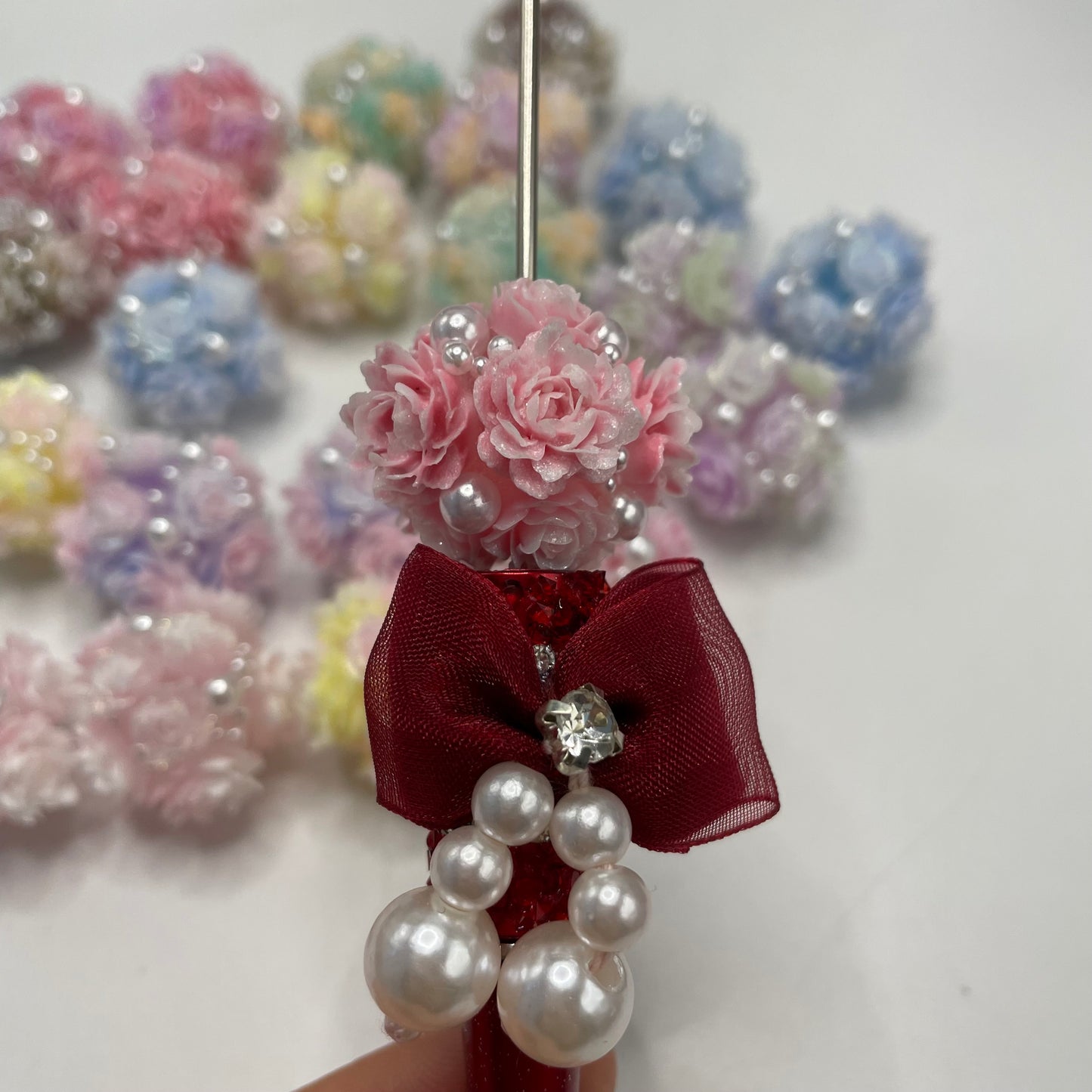 Large flower bead with pearl soft flower luminous flower