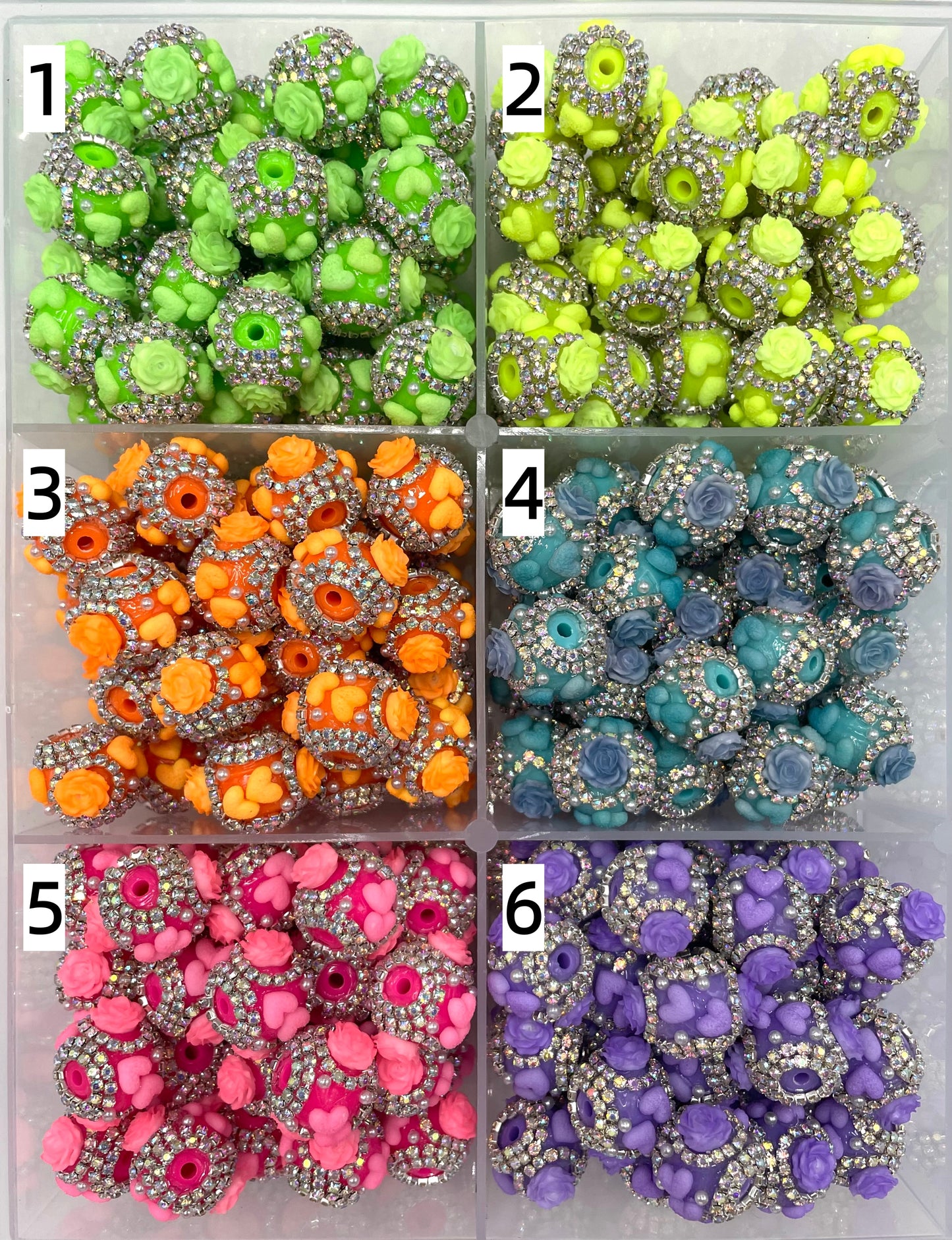 Fancy Beads Neon beads Heart rose Flower Chain Random Mix