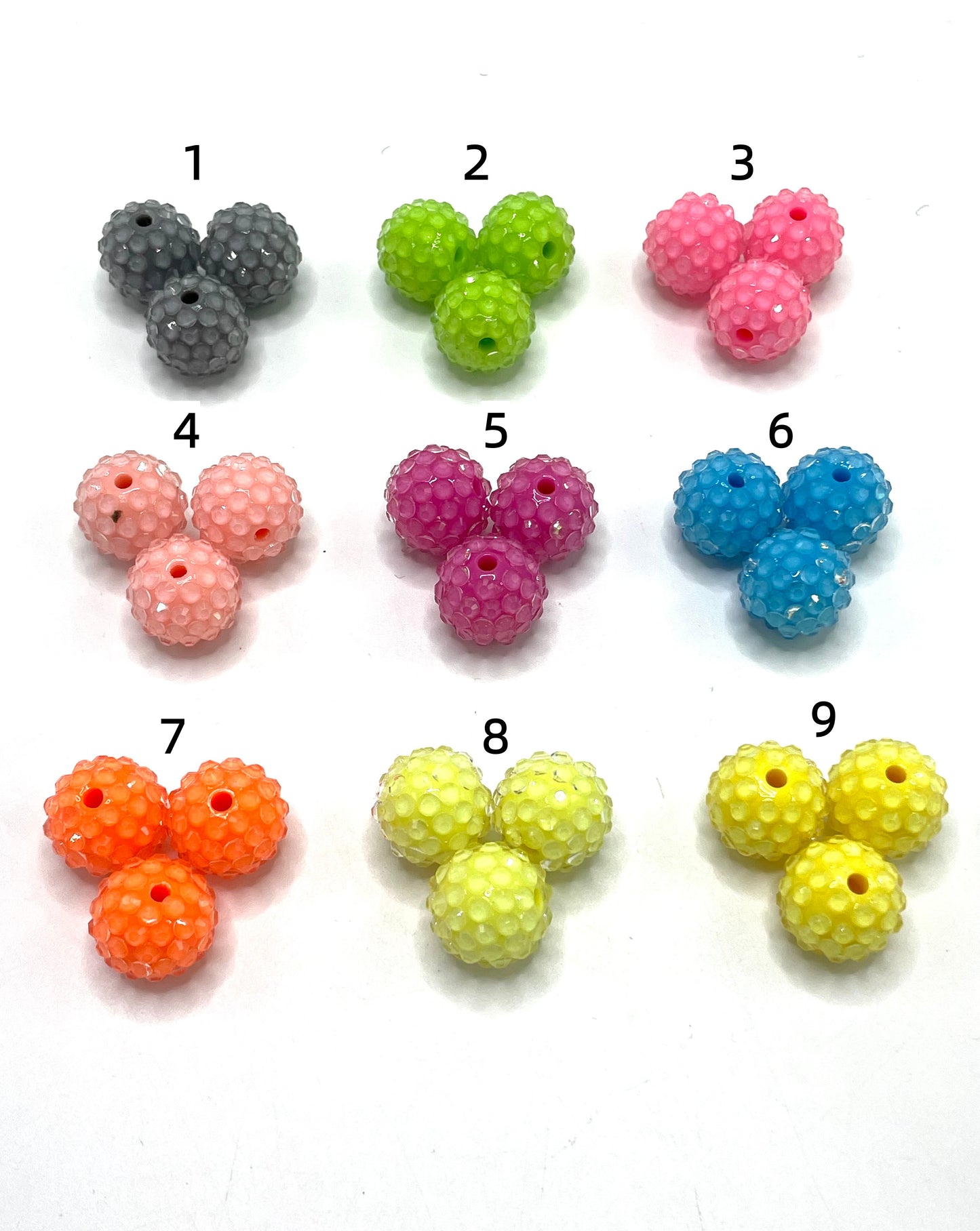 jelly beads Acrylic beads Neon Solid-colored beads 16mm Rhinestone