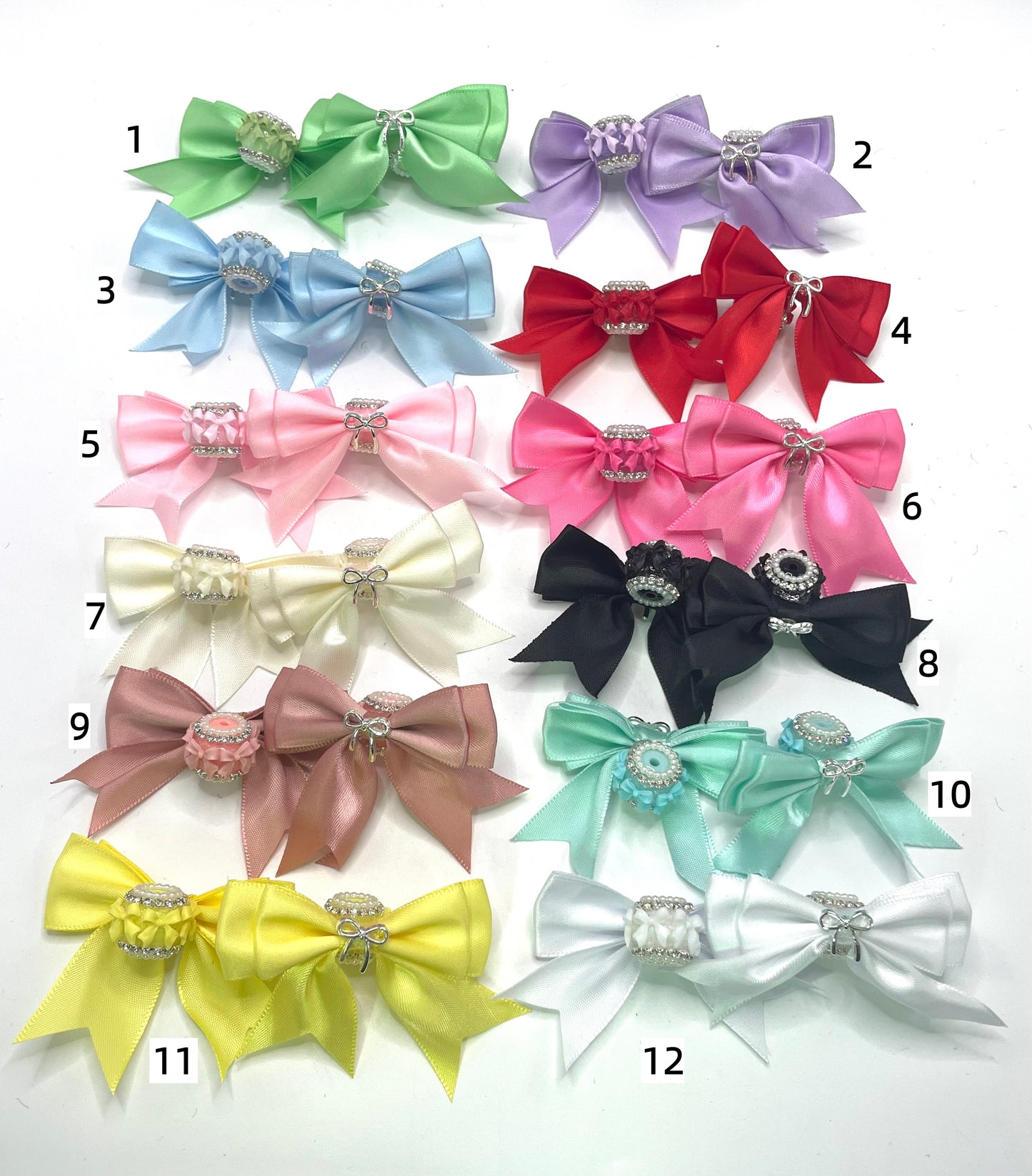 Fancy Beads Metal alloy bow Beaded beadable textile bow Silk with rhinestones Bows made of ribbons Wire netted bow tie Random Mix