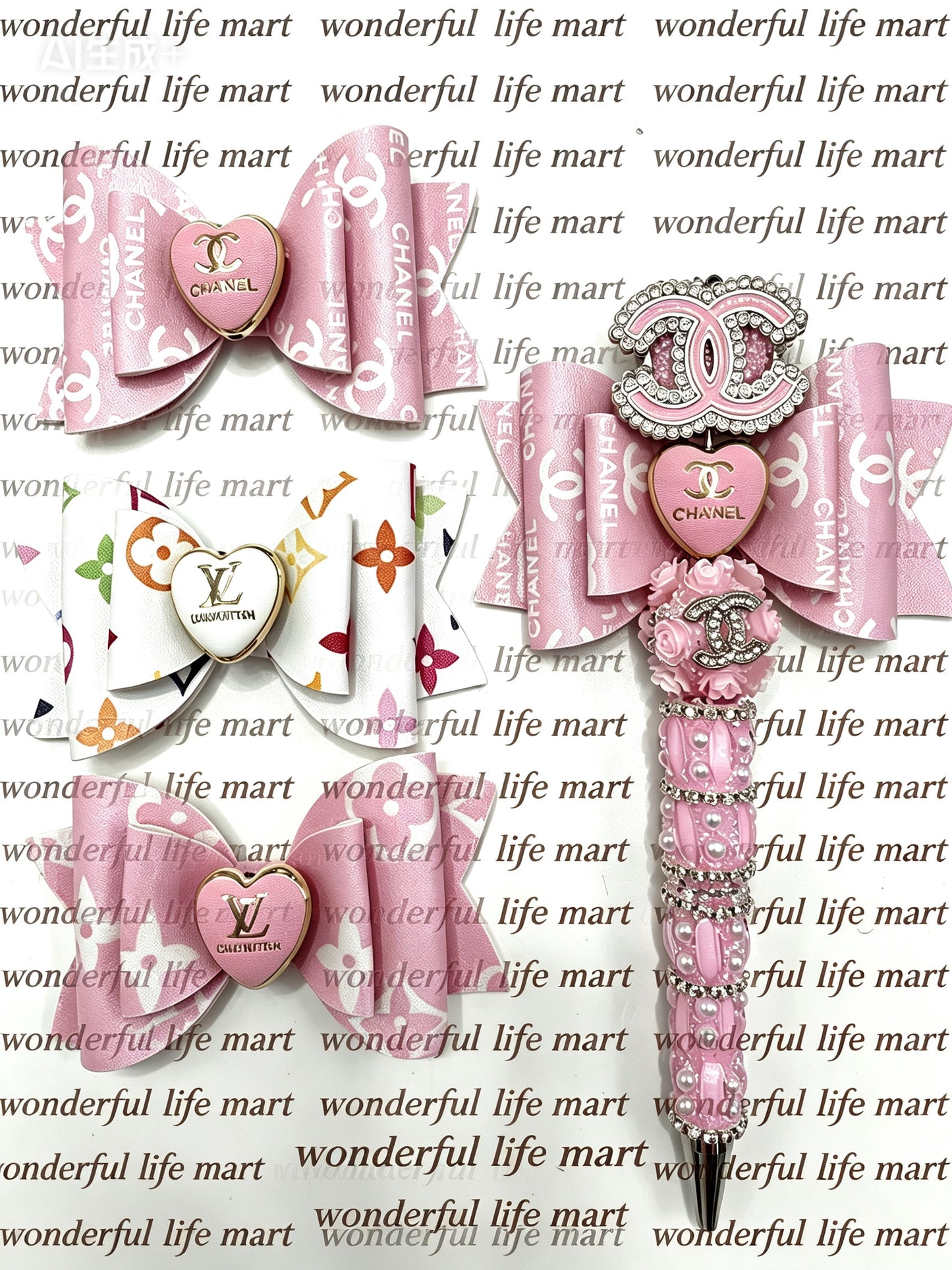DIY beadable beaded fancy design beads bow beads L house CC beads ,pink color white color