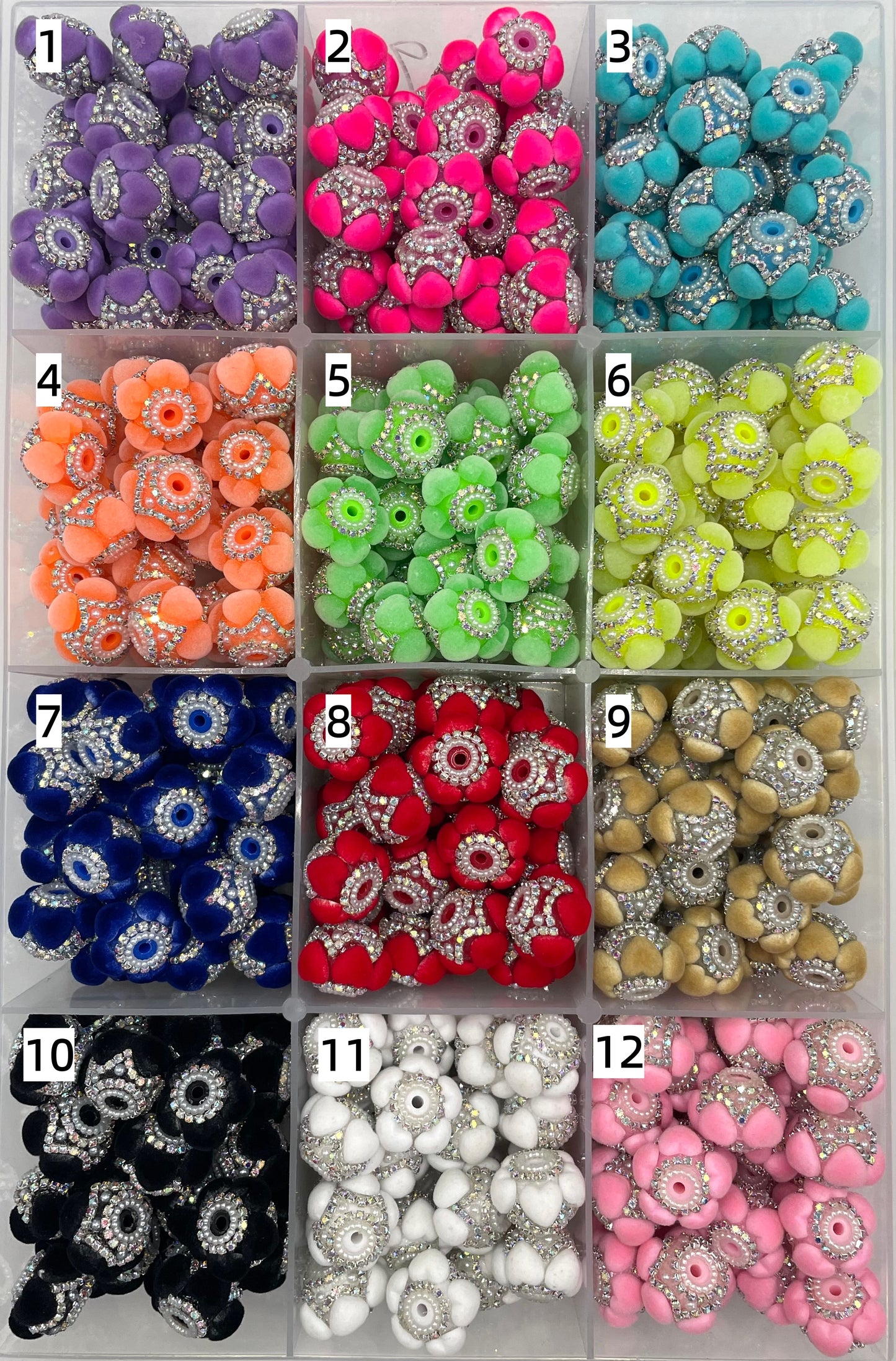 Fancy Beads Flower beads Heart Fuzzy Rhinestone Chain Pearl gasket spacers beads Random Mix 18mm