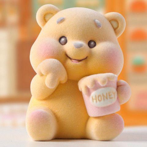 Winnie Pooh honey sweet time fuzzy flocked ,whole set,blind box pen topper figure character