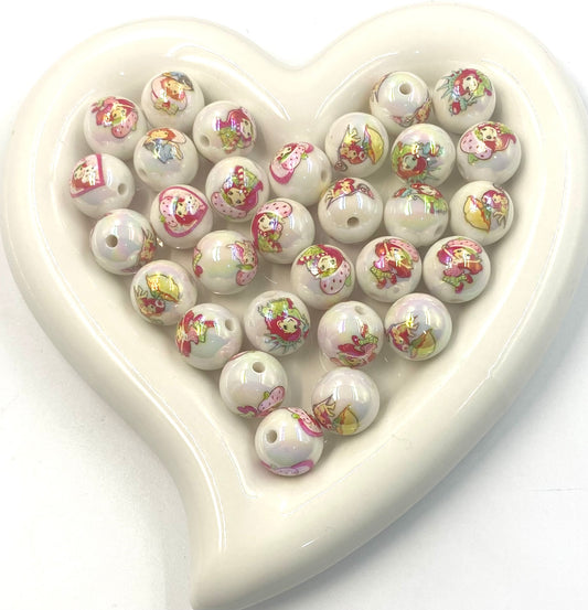 Acrylic strawberry girl beads Acrylic transparent beads for anime and cartoon designs 16mm