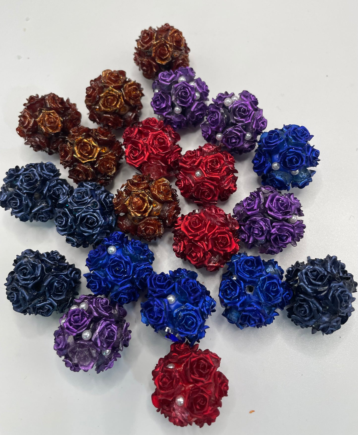 fancy rose flower bead diy beads colored random mix