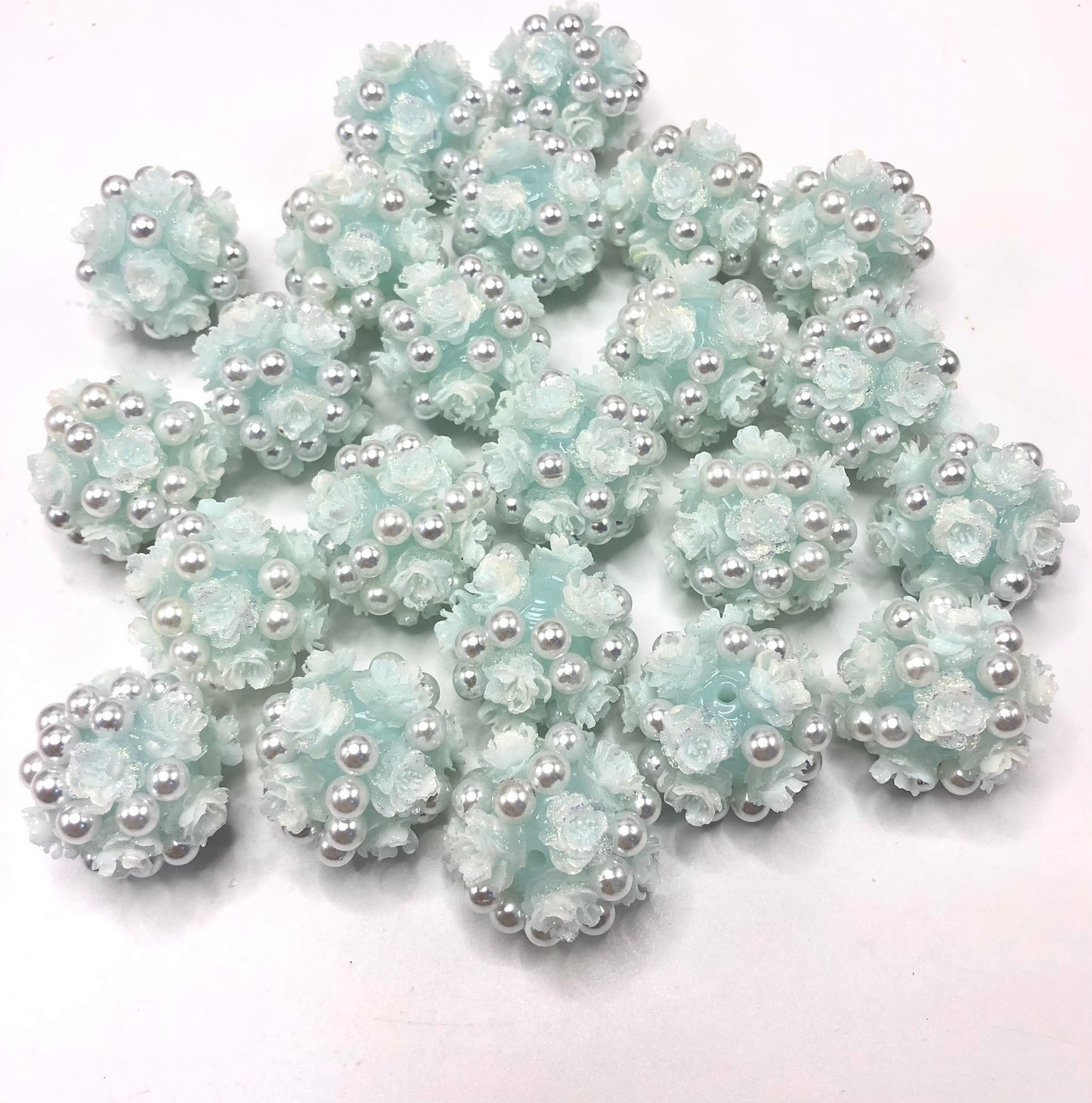 acrylic base bead soft rose flower ornament with peral colored ,random mix