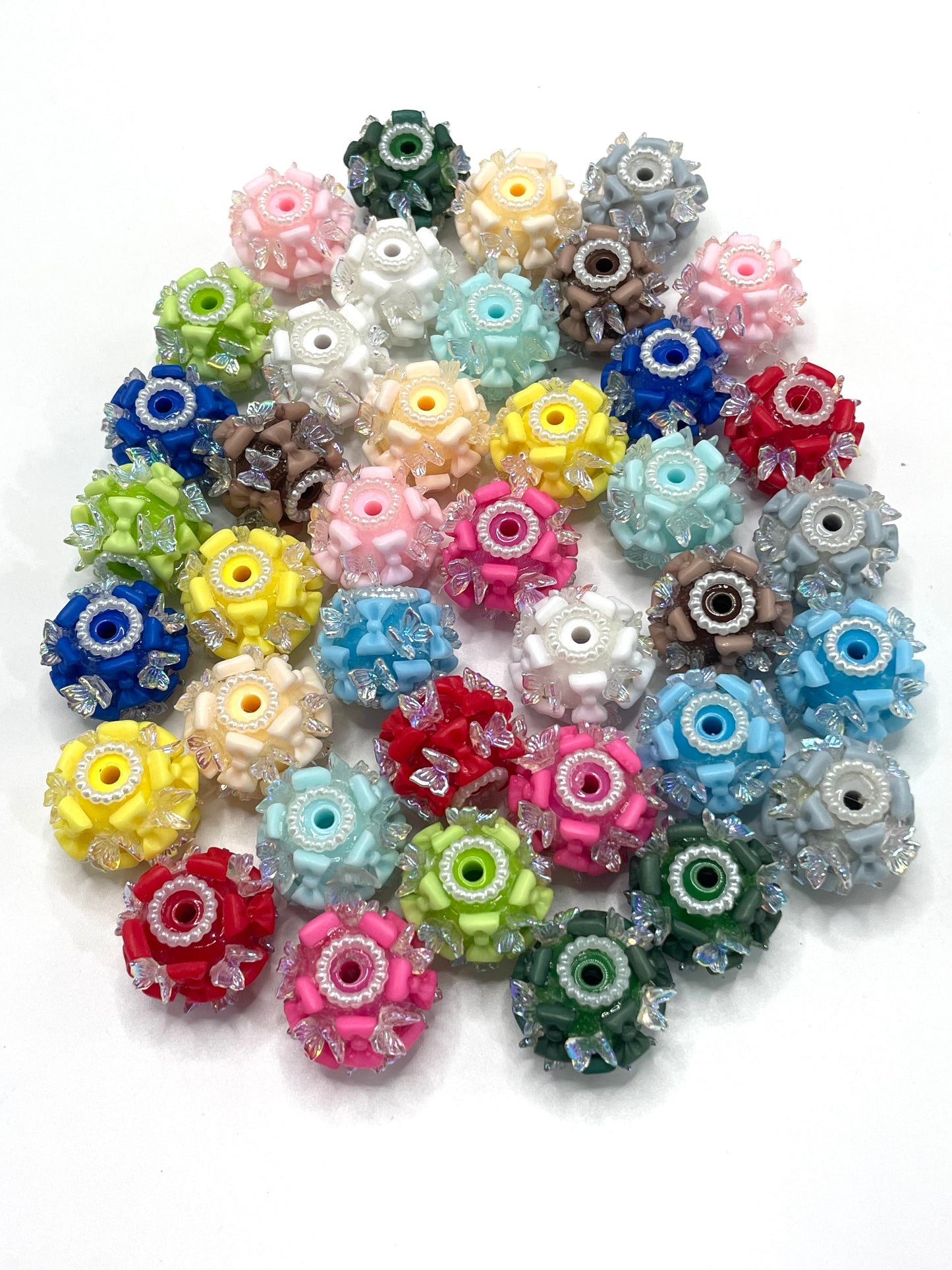 acrylic Butterfly and bow beads Pearl gasket spacer Acrylic beads Random Mix