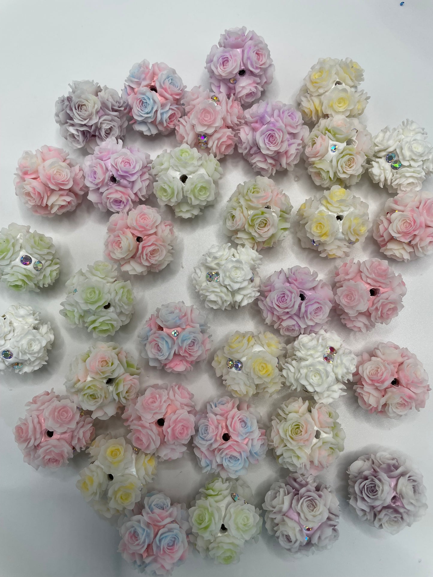 diy beads diy soft flower bead ornaments with rhinestone,colored ,random mix