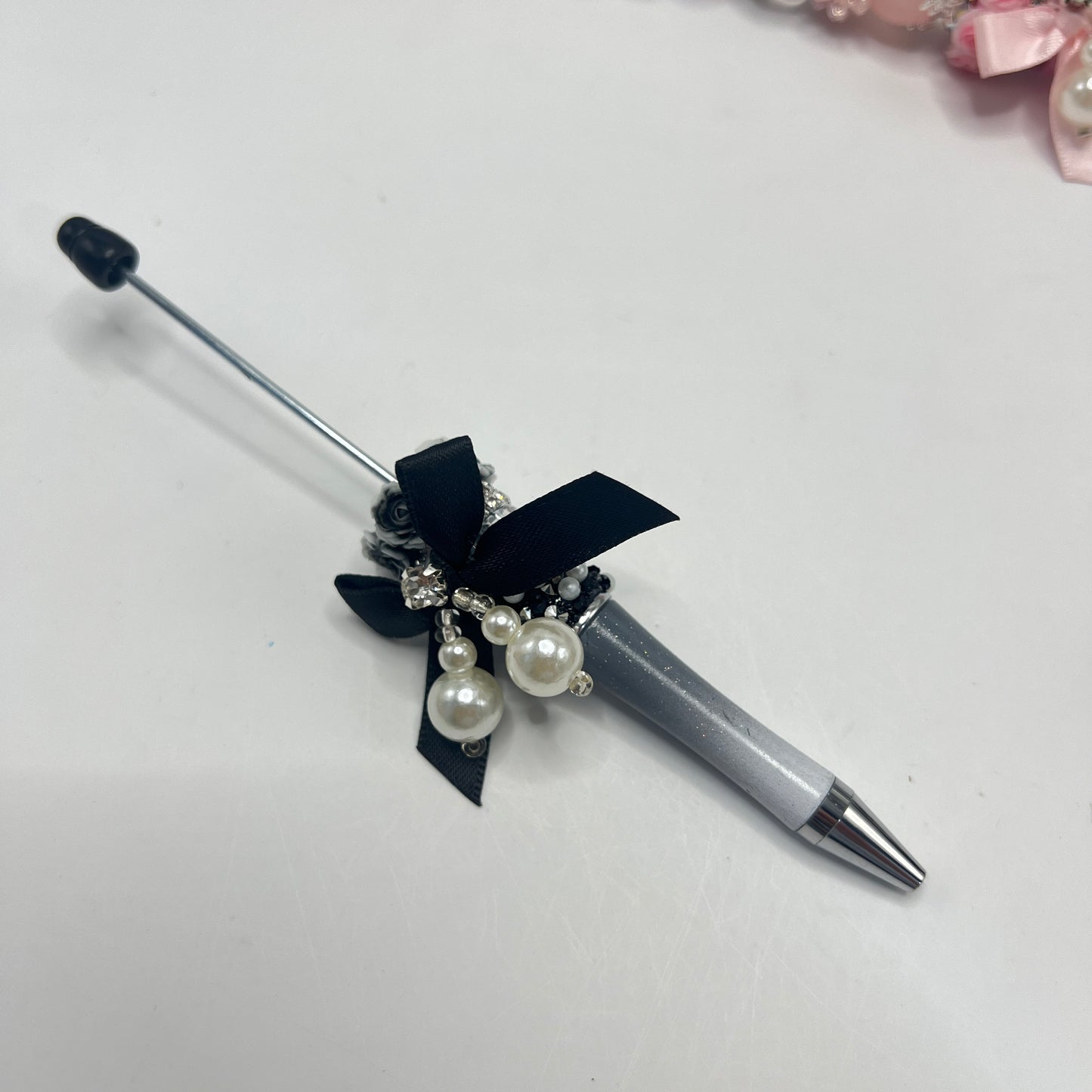Beadable pen bow pen bow with pearl pen
