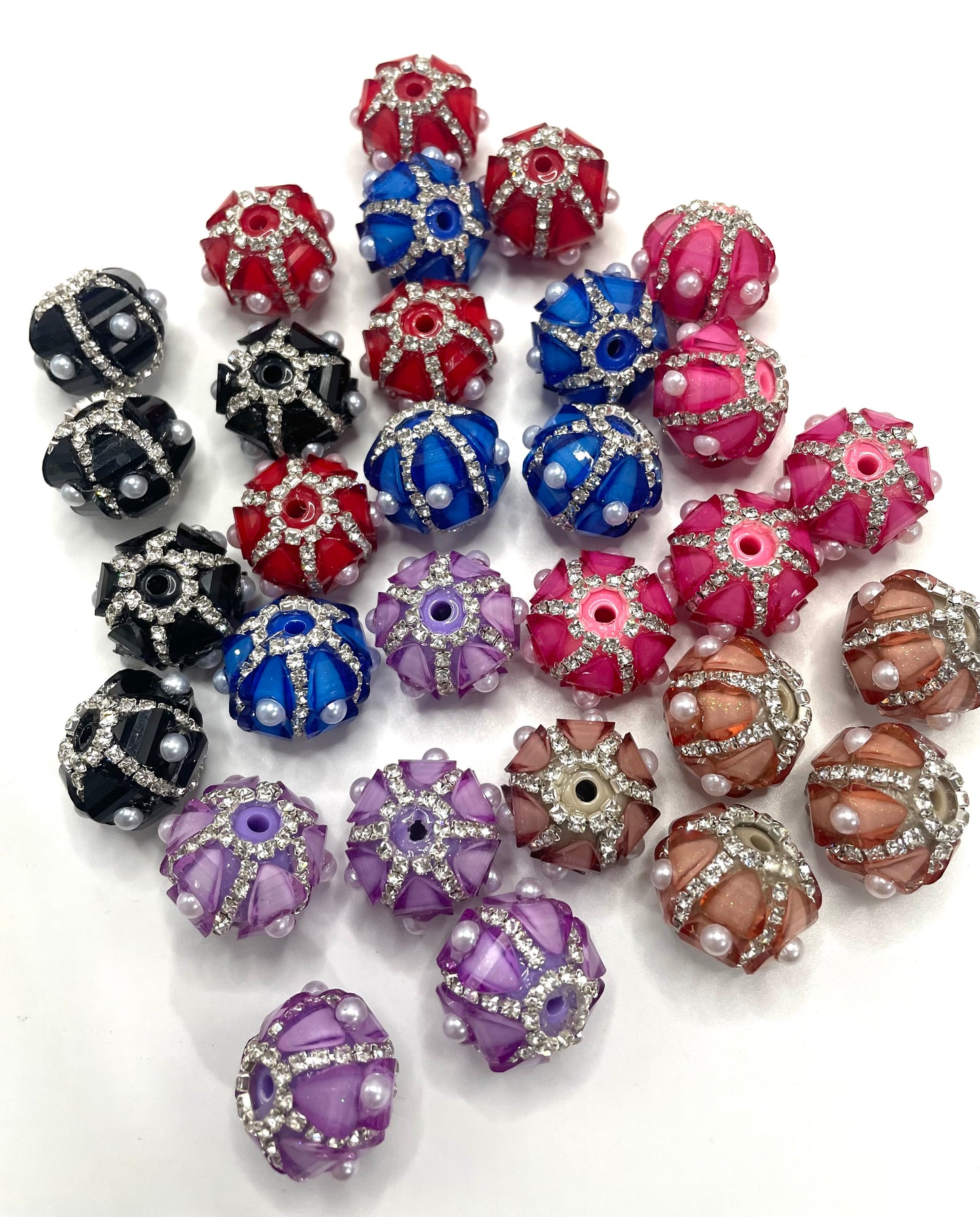 fancy bead acrylic lantern bead ornament with rhinestone chain and pearl,random mix