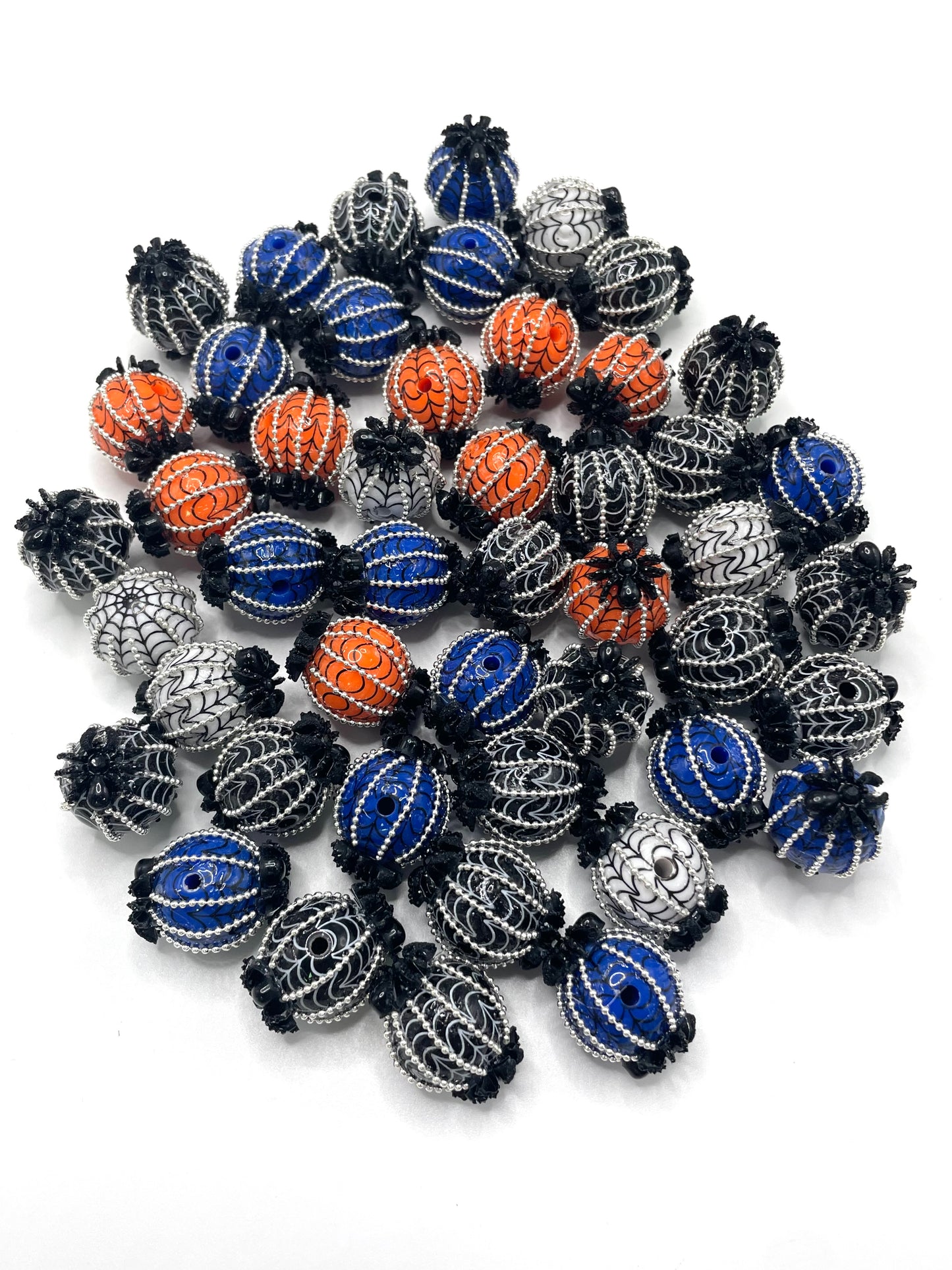 Halloween Series Spider Spider web Silver chain spider web Acrylic beads 18mm