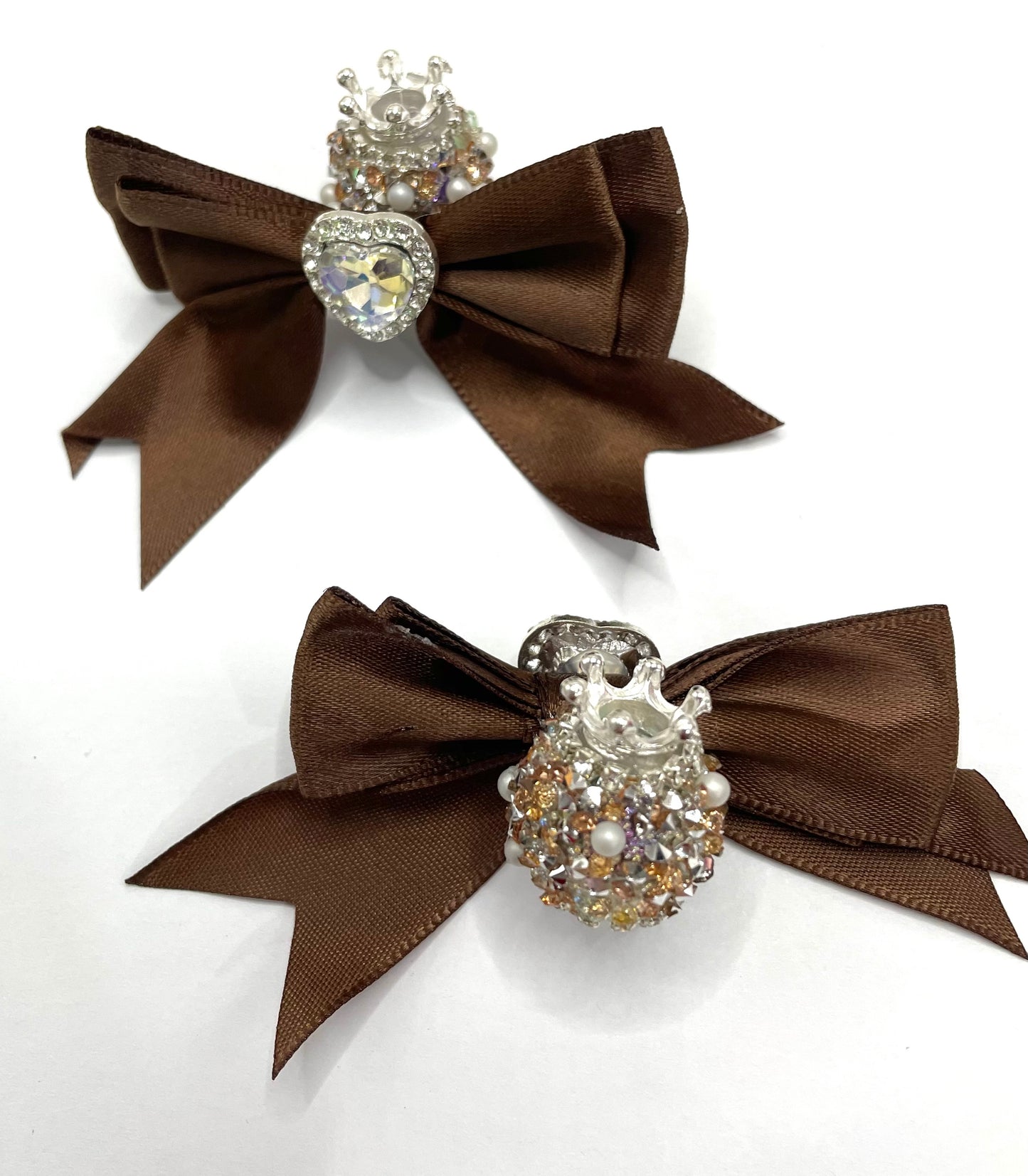 textile fabrica bow with crown bead fancy bead craft with crown ornament with bow satin ribbon knot,ornament with pearl and sugar stone, delicate handcraft ,randon mix color