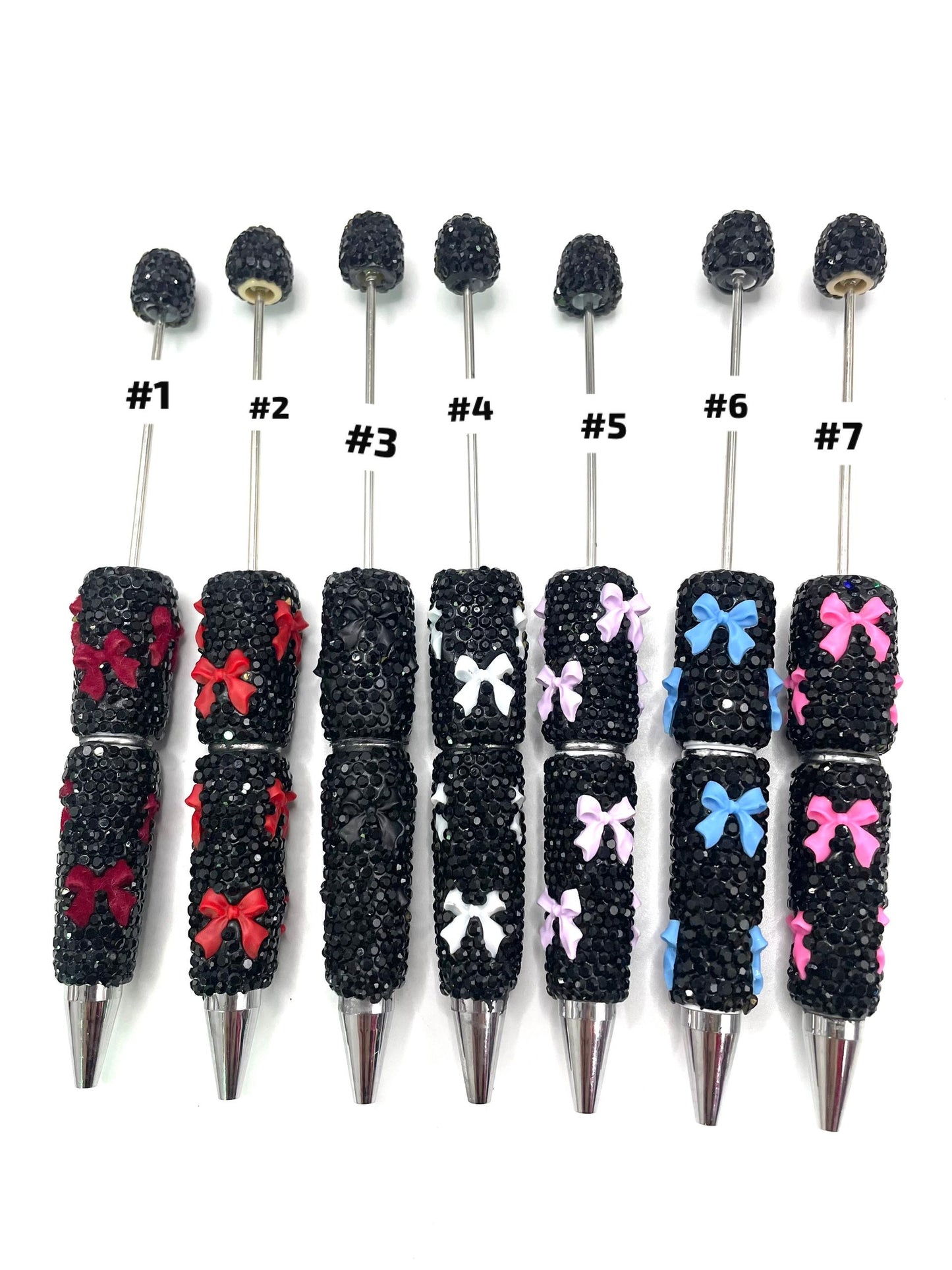#1-#21 bow pen fancy clay rhinestone bow pen ornaments with acrylic bow colored random mix