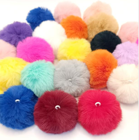Colored Fluffy Pom Pom Balls with Elastic Loop,Random Mix