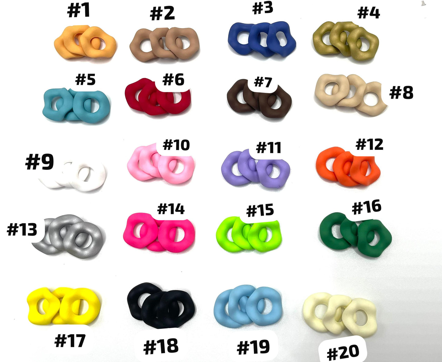Beaded beadable wavy wave acrylic plastic spacer matte color,random mix 15mm