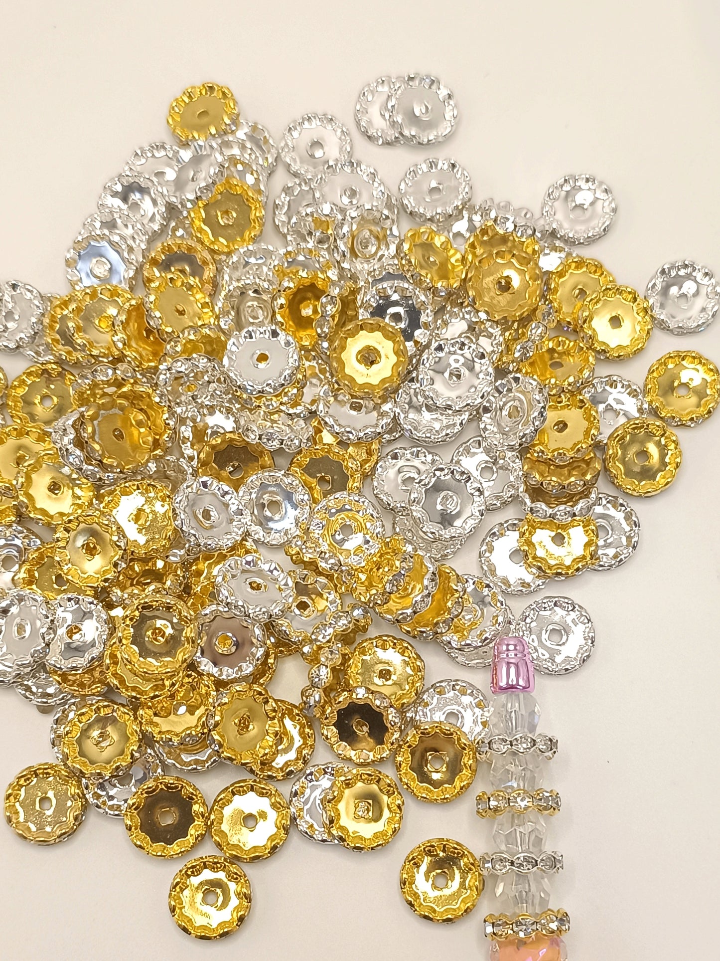 Wavy spacer 15mm Spacers With Rhinestone,Random Mix,15mm