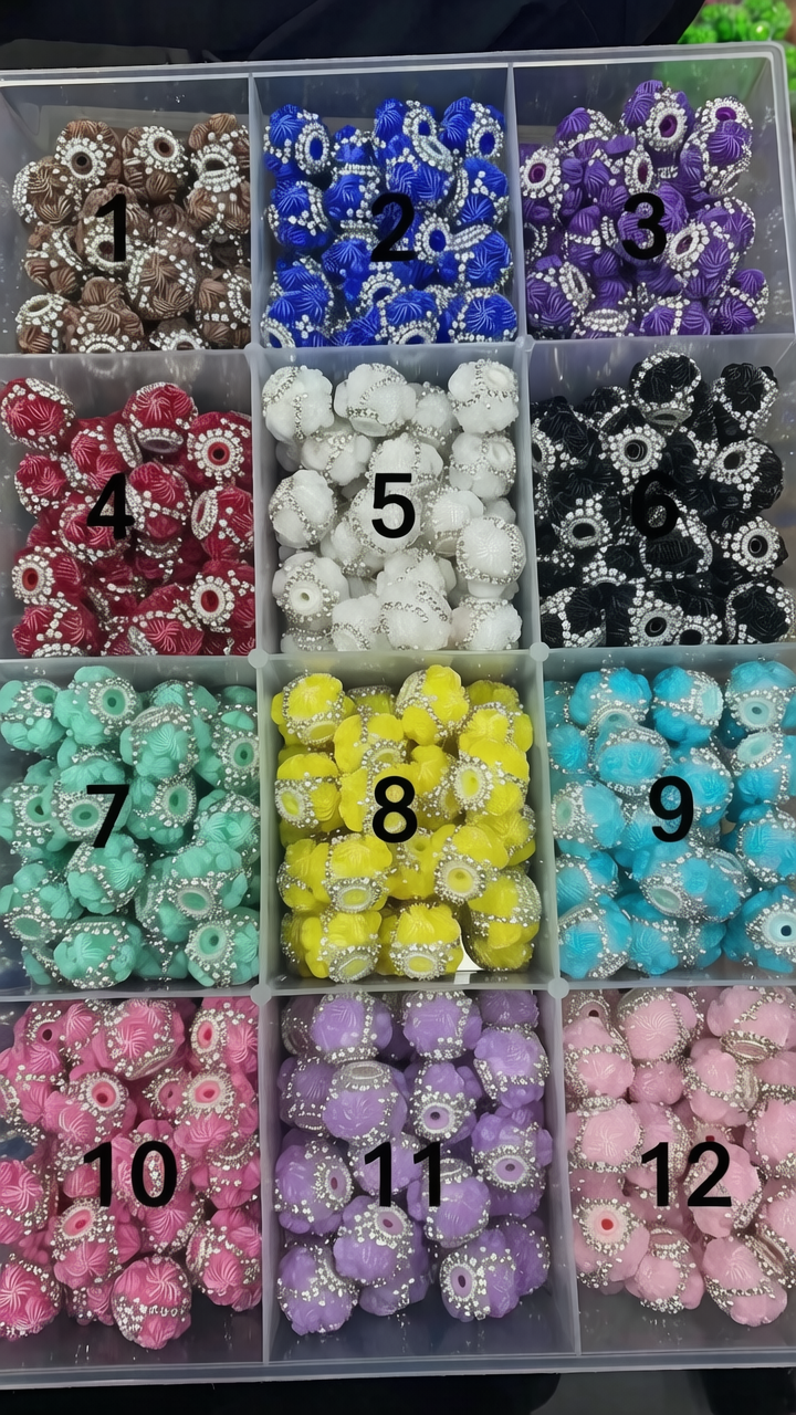 diy beaded beadable fancy beads ornaments with heat shaped swirl and pearl and rhinestone chain