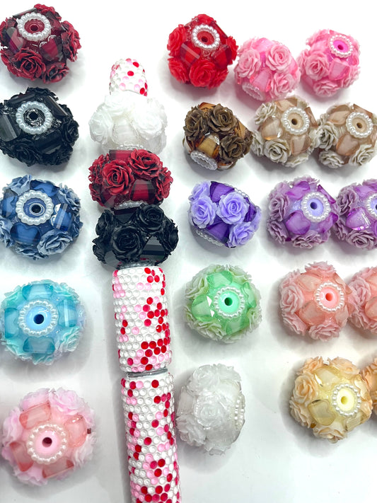 flower bead with heart fancy bead and pearl
