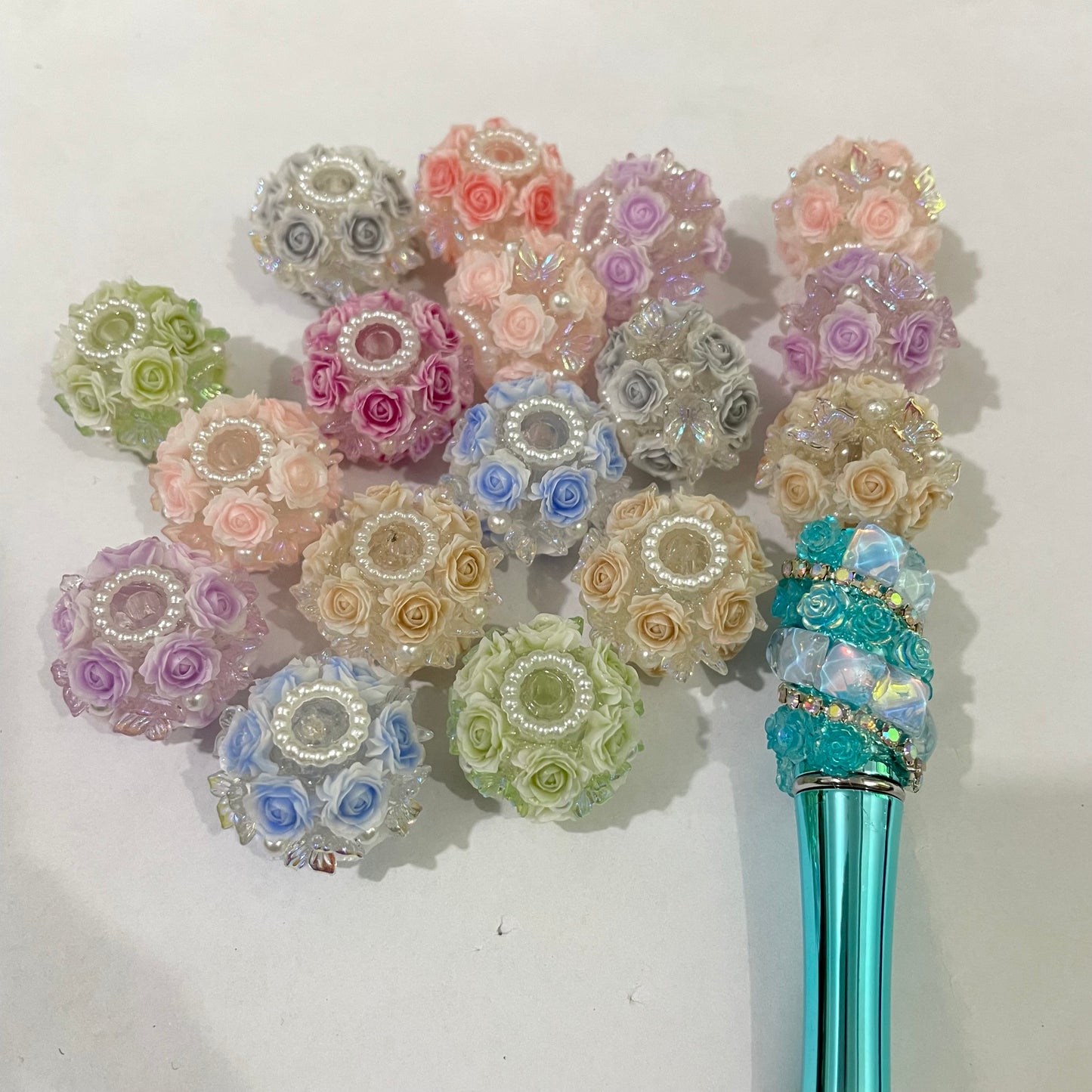 Flower bead rose flower beads with butterfly pearl