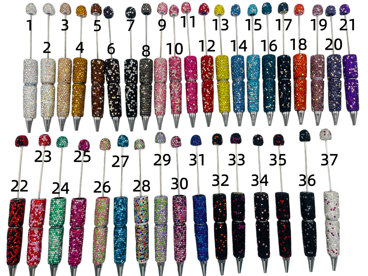 #1-#37 AB color clay rhineston pens diy pens Diy Rhinestone beadable pen Rhinestone pen Bling pen solid color Random MiX