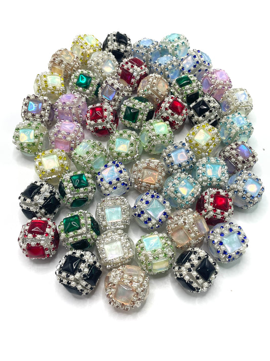 Fancy Beads Square beads Square rhinestones Colored chain Acrylic beads 17mm