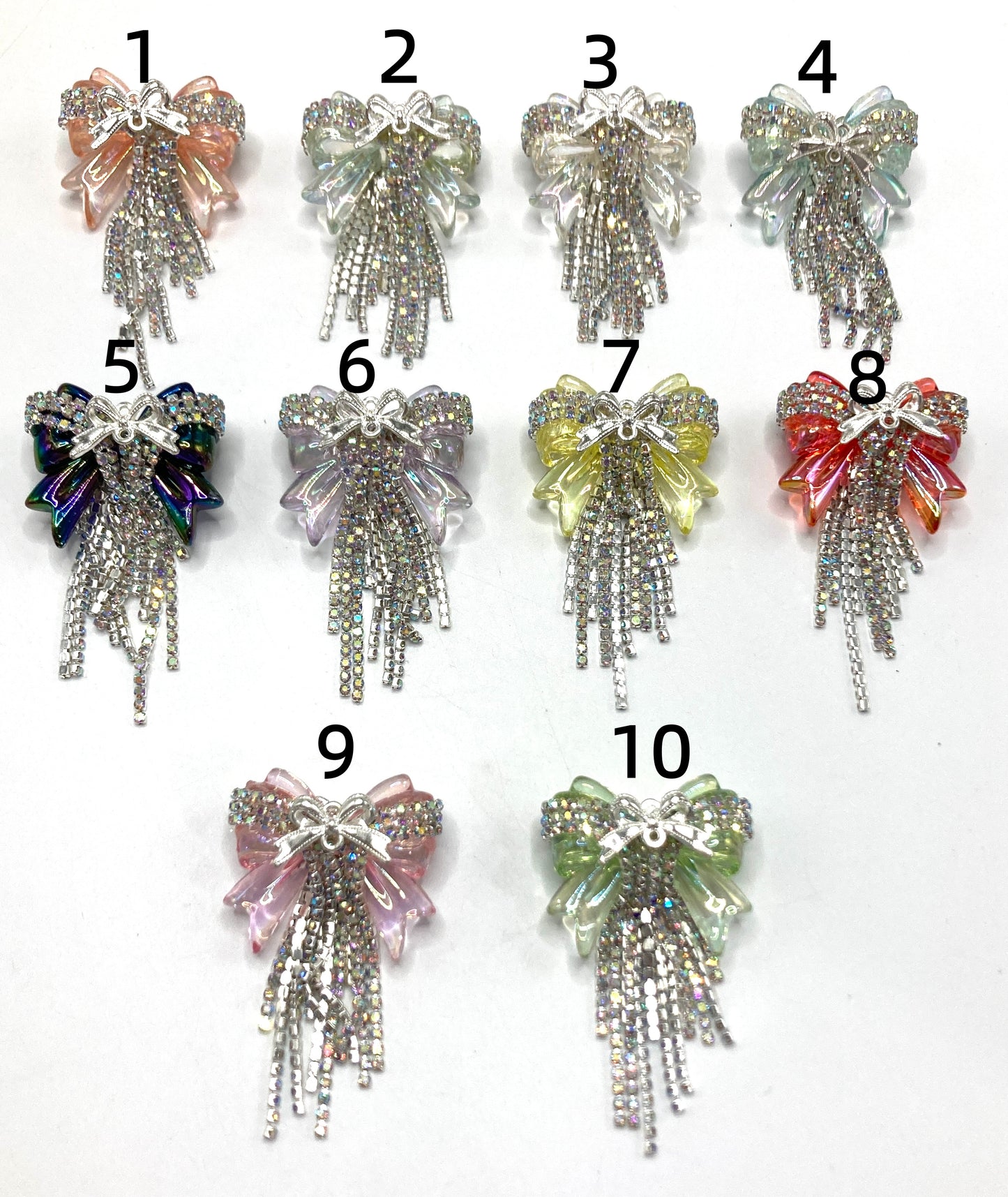 Acrylic chain bow Metal bow tie Chain pendant UV acrylic bow Attractive and exquisite pendant beads Random Mix 37mm