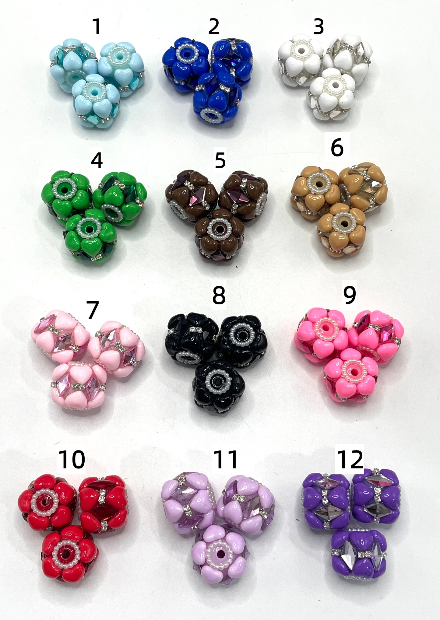 Fancy Beads Acrylic Heart Rhombus Mirror Glass Beads Pearl gasket Spacers Heart beads 18mm Random Mix