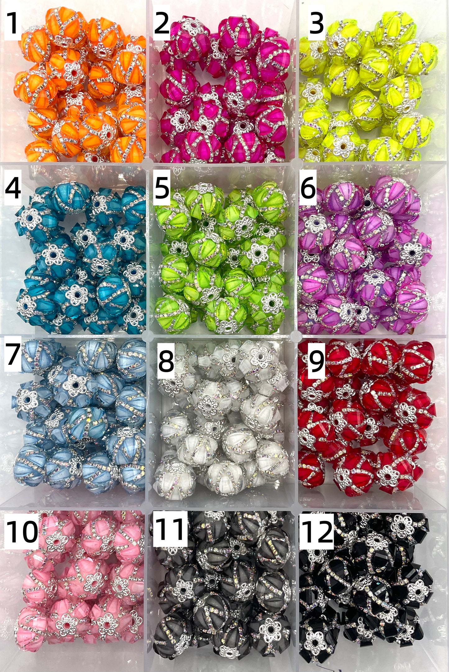 Pumpkin beads Acrylic heart-shaped piece Chain Metal gasket Fancy Beads Neon color scheme 18mm Random Mix