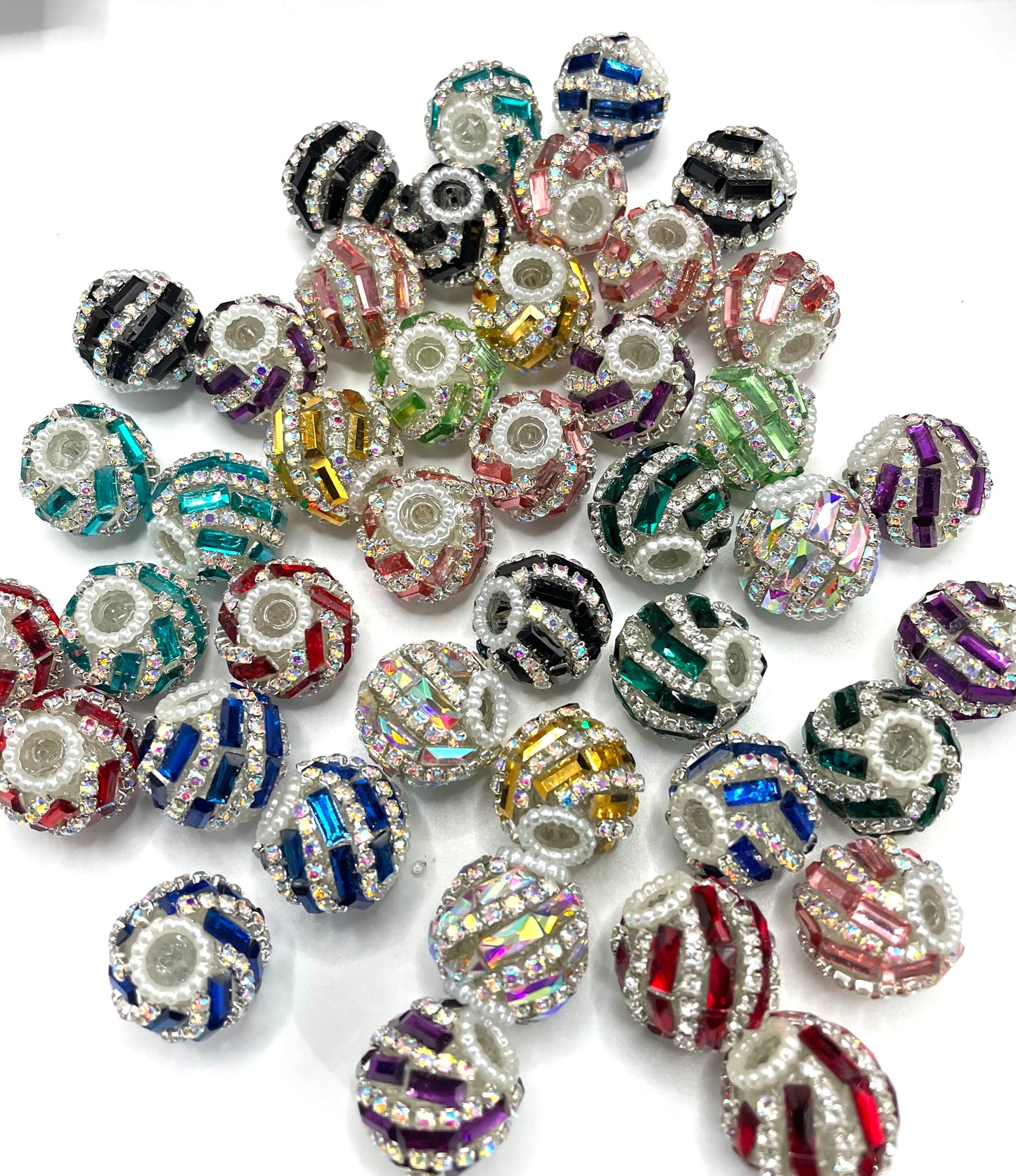 Fancy bead mirror bead with chain fancy bead Random Mix 19mm