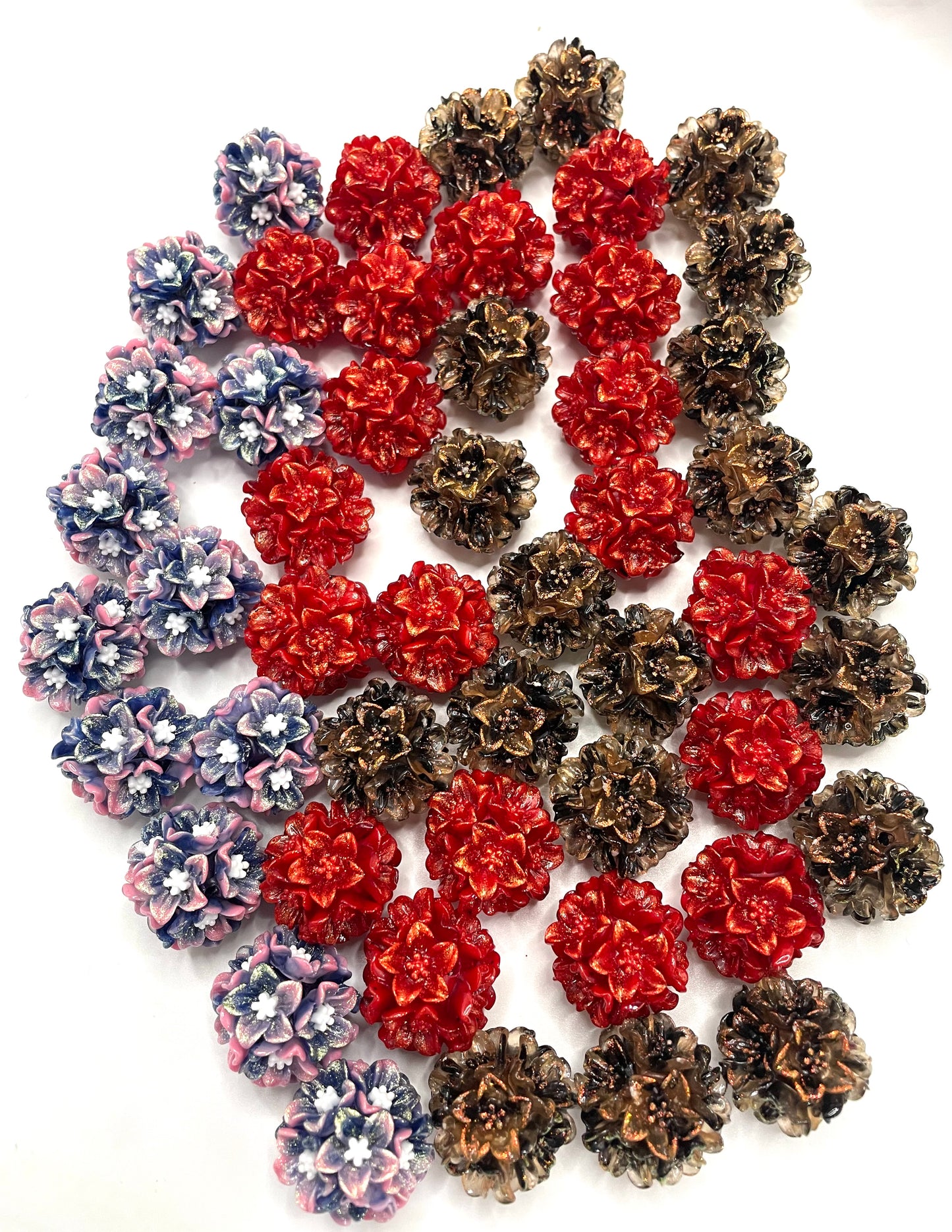 Soft flower random mix color beaded flower diy beads