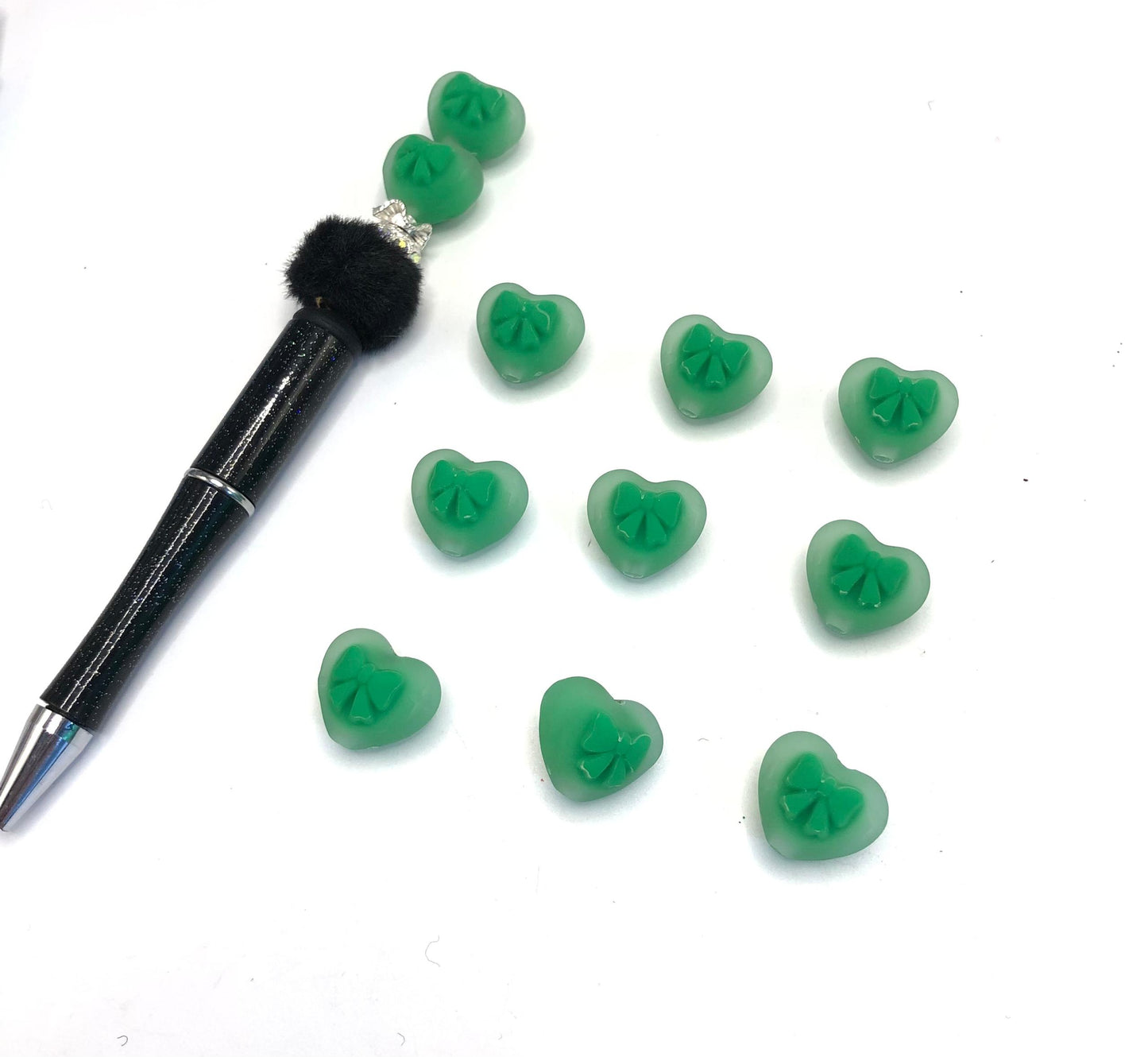 acrylic bead matt color heart with bow matt heart bow bead 17mm