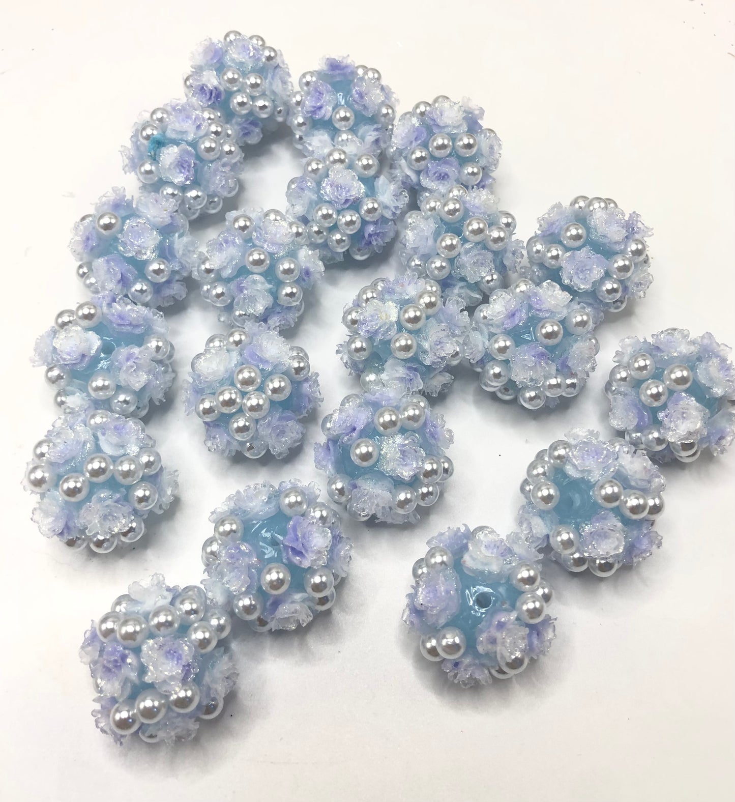 acrylic base bead soft rose flower ornament with peral colored ,random mix