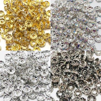 Metal Straight Edge with Clear Rhinestone Spacers Bead 15mm( Thickness 5.5mm)