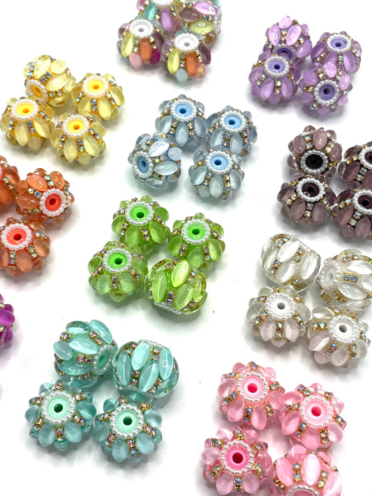 Diy beaded beadable horse eye fancy beads Colorful Oval shape Bubble beads Chain and pearl ring Fancy Beads 18mm