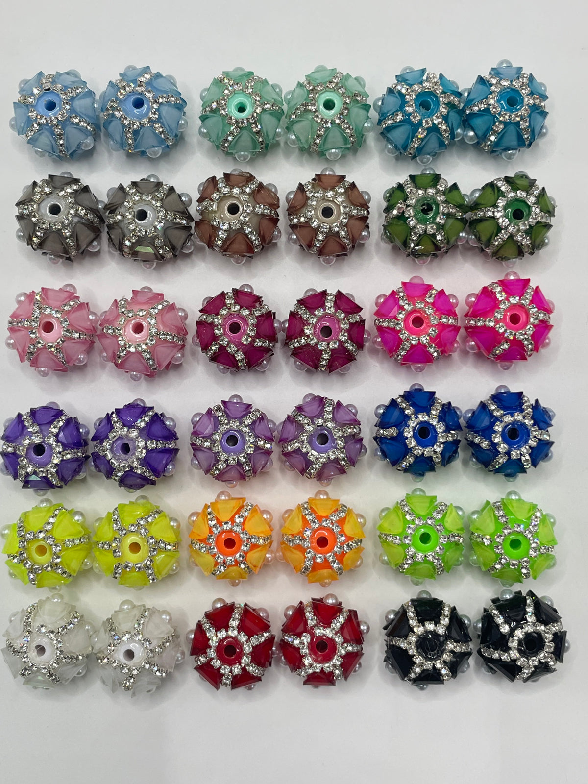 diy acrylic beaded beadable fancy lantern heart beads ornaments with pearl and rhinestone chain ,colored,random mix