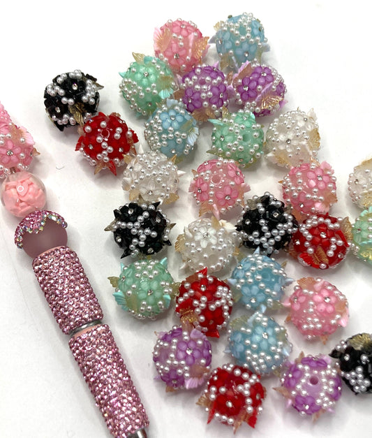 Fancy Beads Butterfly beads Butterfly beads with golden wings Rhinestone flower Pearl Bubble 20mm Random Mix