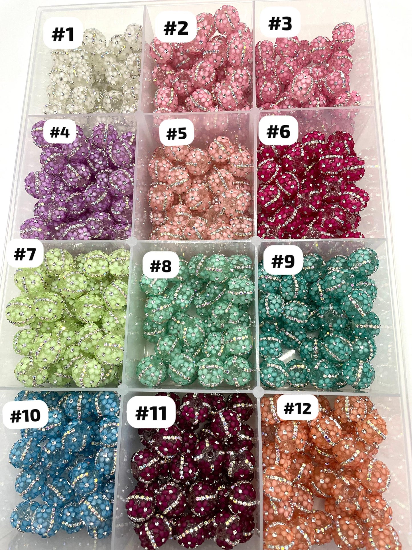diy pens diy bracelet diy charms with fancy flower beads ornament with rhinestone chain clear acrylic base bead,random mix