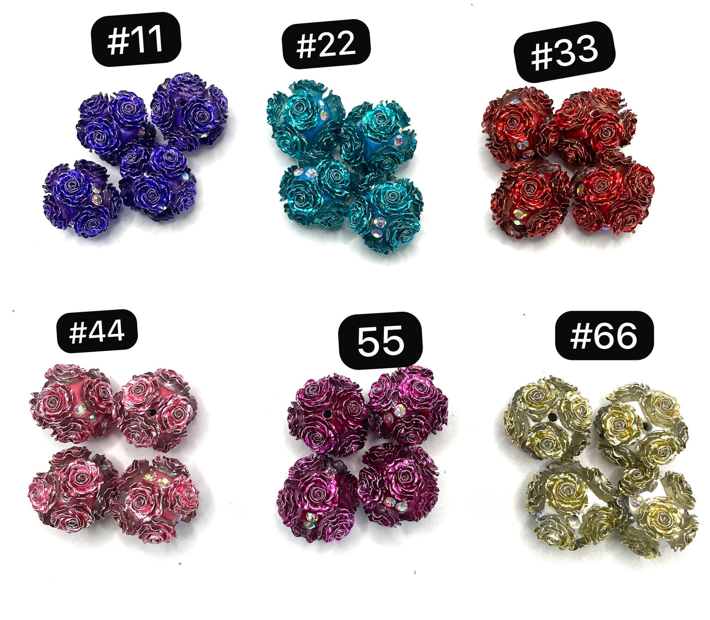 fancy rose flower bead diy beads colored random mix