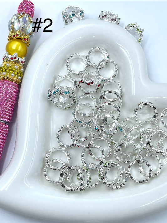 Metal alloy Butterfly Spacers beads Gold and silver Inlay Colorful Rhinestone Spacers 7mm
