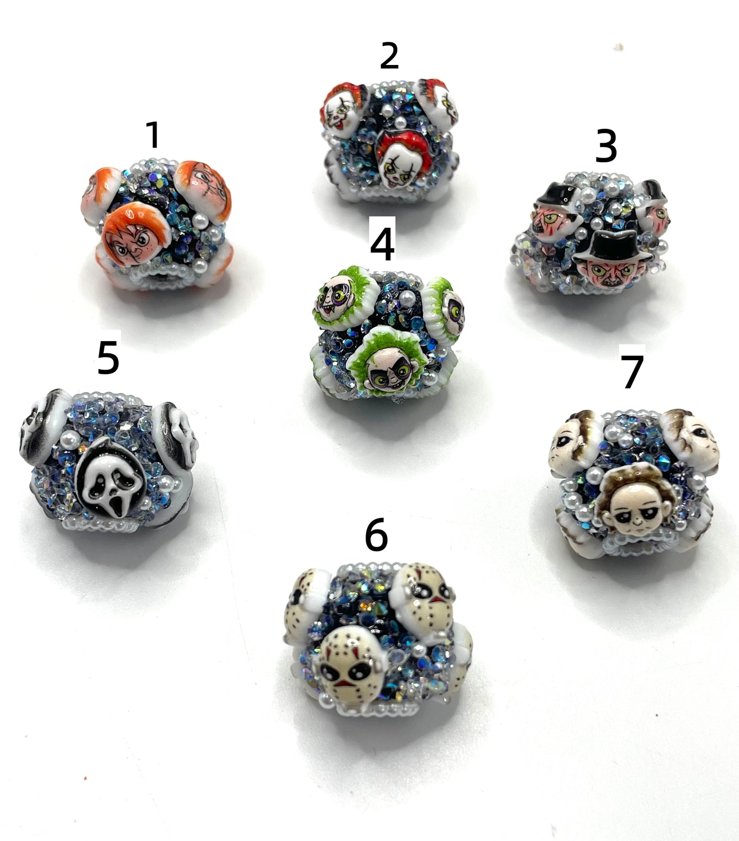grinch Puppet beads Horror Terrible The protagonist of a horror movie Acrylic water droplet bead string jewelry Halloween Series Random Mix