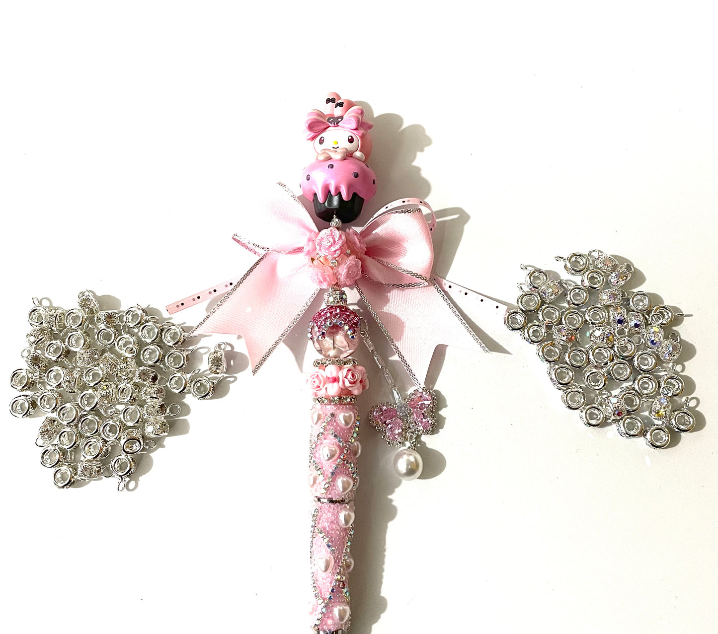 Beading beaded jewelry style spacer with loop ring charm pendant metallic metal alloy spacer with loop 8mm