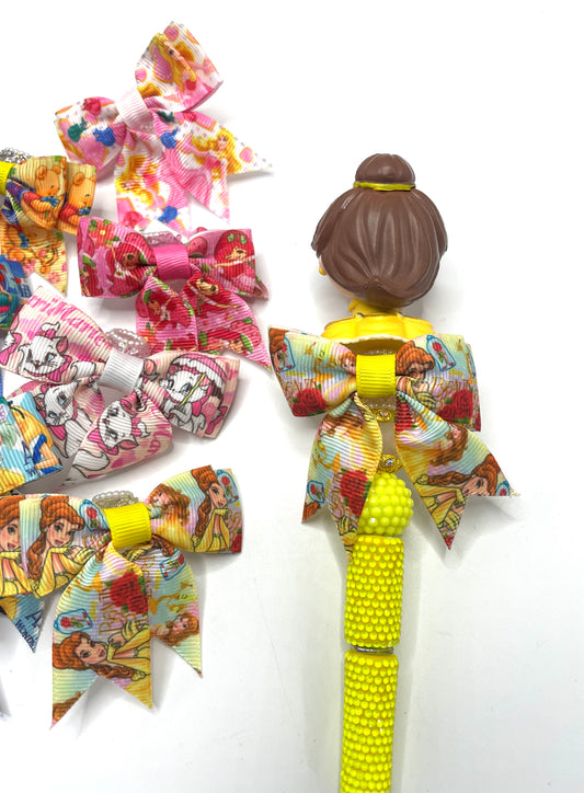 beaded beadable textile bow beads print with character figure princess bear stit ppg