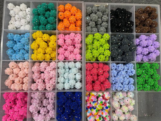 Flower bead Colorful flowers with rhinestones Clay flower beads 20mm Random Mix
