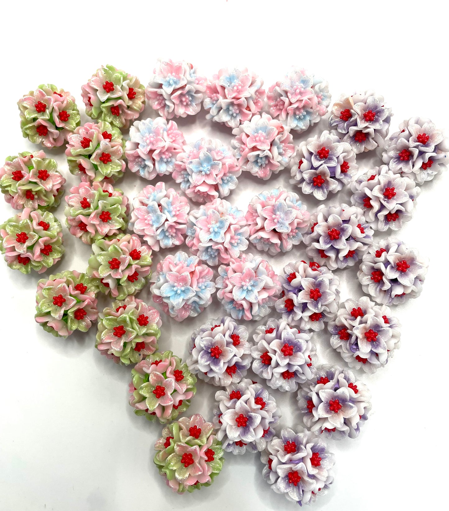 Soft flower random mix color beaded flower diy beads