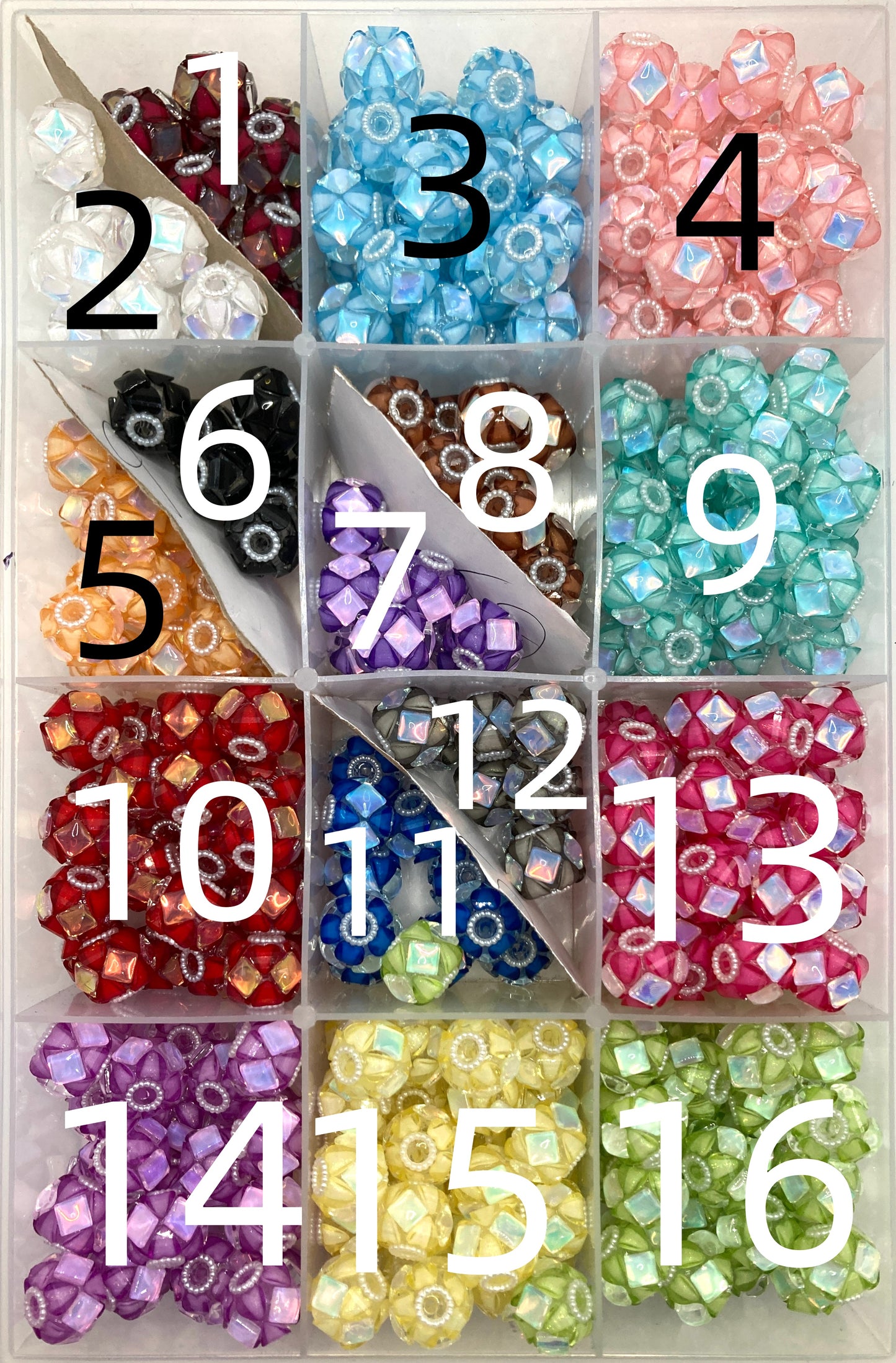Rhombus mirror Fancy Beads Acrylic heart-shaped beads Pearl gasket beads Random Mix