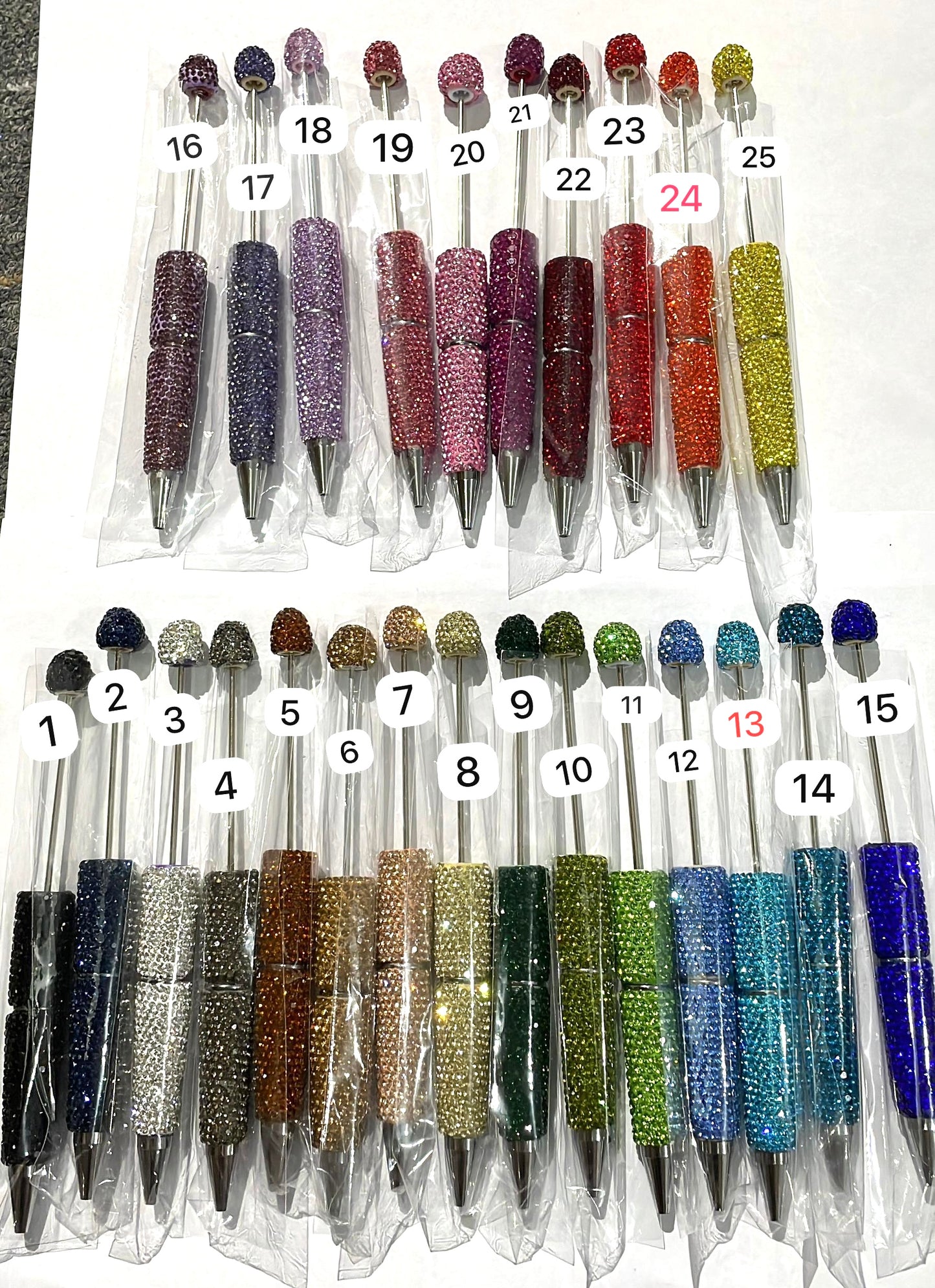 #1-#26 solid color clay rhineston pens diy pens Diy Rhinestone beadable pen Rhinestone pen Bling pen solid color Random MiX